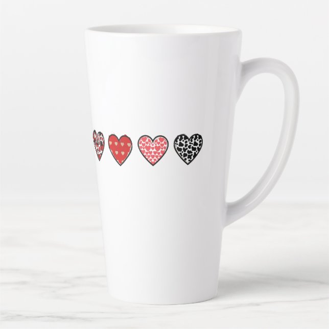 Taza De Café Latte minimal valentine hearts / “cute love pattern” (Derecha)