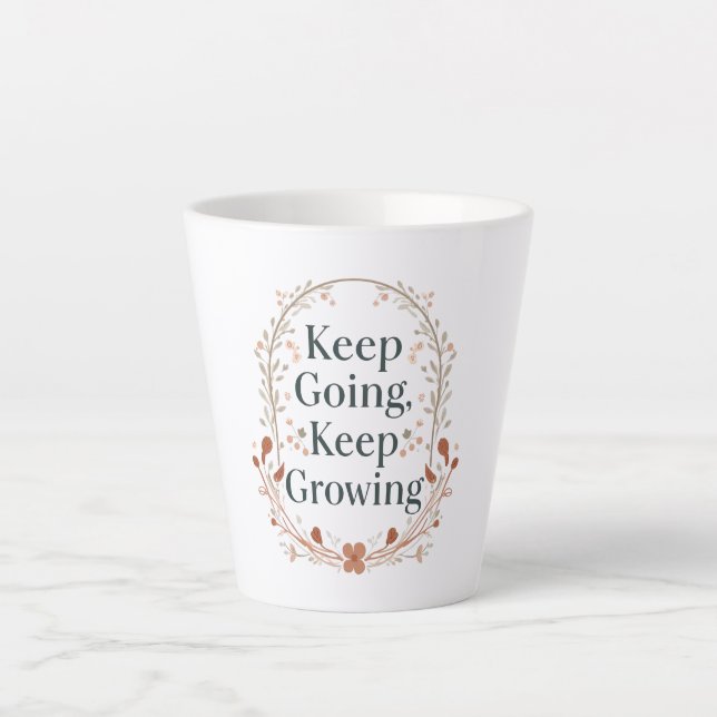 Taza De Café Latte Minimalist Floral Wreath Positive Affirmation (Anverso)