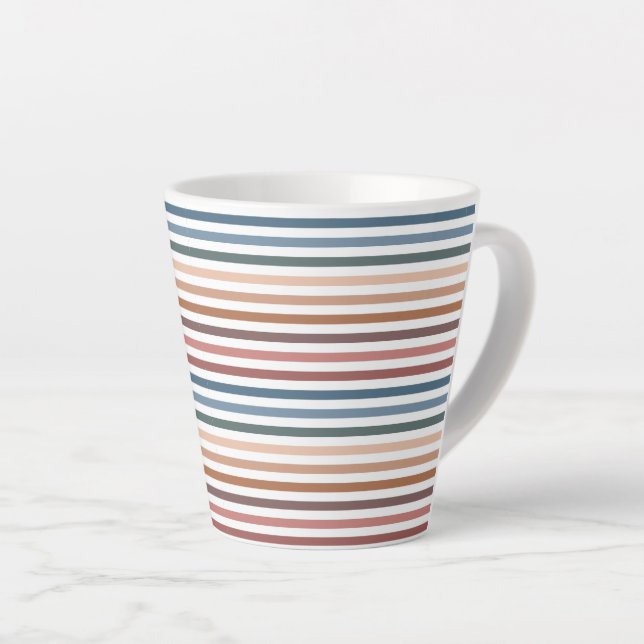 Taza De Café Latte Minimalist Muted Rainbow Lines (Ángulo derecho)