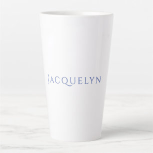 Taza De Café Latte Minimalista Blanco Azul Plano Elegante Moderno Nom