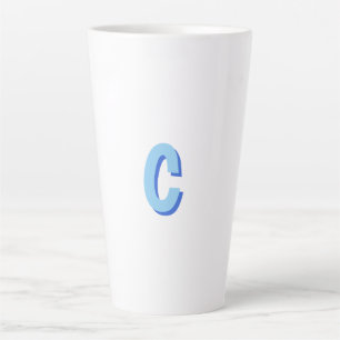 Taza De Café Latte Minimalista Elegante Profesional Monograma Azul