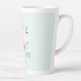Taza De Café Latte Mint Blush Pink White Rose Flowers