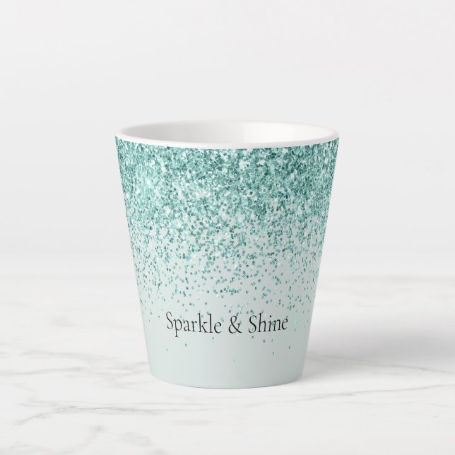 Taza De Café Latte Mint Purpurina Sparkle (Anverso)