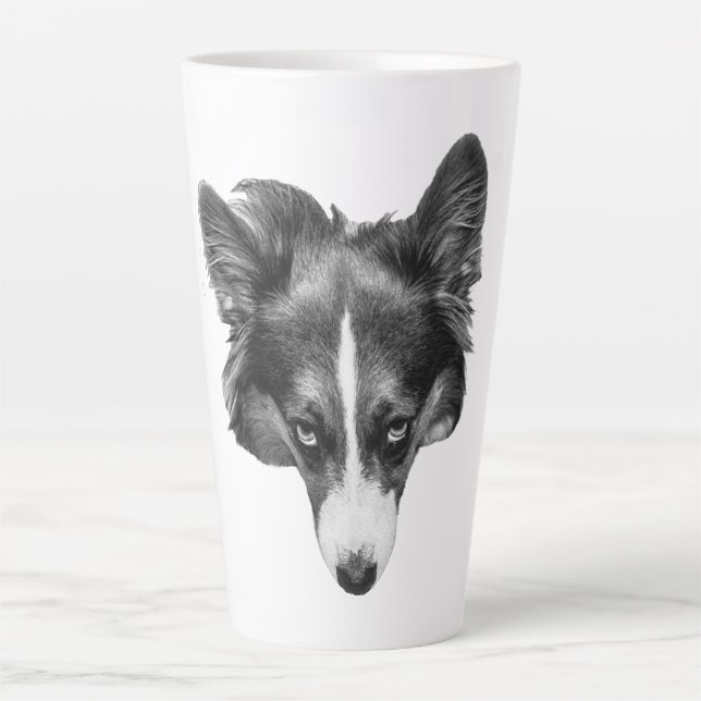 Taza De Café Latte mirada suave corgi tranquilo (Anverso)