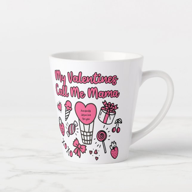 Taza De Café Latte Mis San Valentín me llaman mamá (Derecha)