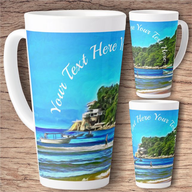 Taza De Café Latte Mismaloya Fishing Boats 0346 (Subido por el creador)