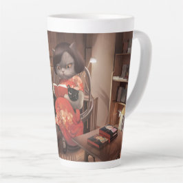 Taza De Café Latte Miss Meow - Tiempo de lectura de gatos vintage