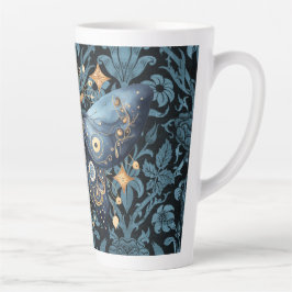 Taza De Café Latte Moda acuática mística azul y noche de oro