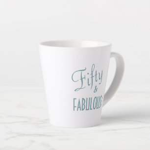 Taza De Café Latte Moda Azul Guión Verde Cincuenta y FABULOSO! Cumple