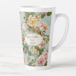 Taza De Café Latte Moda del país Floral Rubor Aqua Pattern Abuela