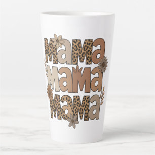 Taza De Café Latte Moda estética Mama Typography Leopard Print