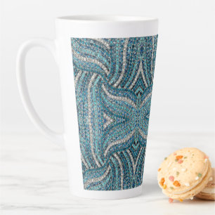 Taza De Café Latte moda gris azul turquesa azul diamante de imitació