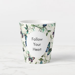 Taza De Café Latte Moda Mariposas azules románticas
