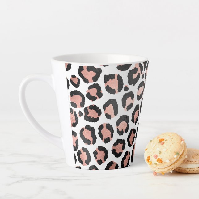 Taza De Café Latte Moda moderna Rosa negro Relieve metalizado dorado  (In situ)