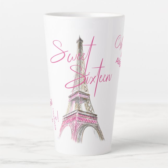Taza De Café Latte Moda París Torre Eiffel Dulce Personalizado Diecis (Anverso)