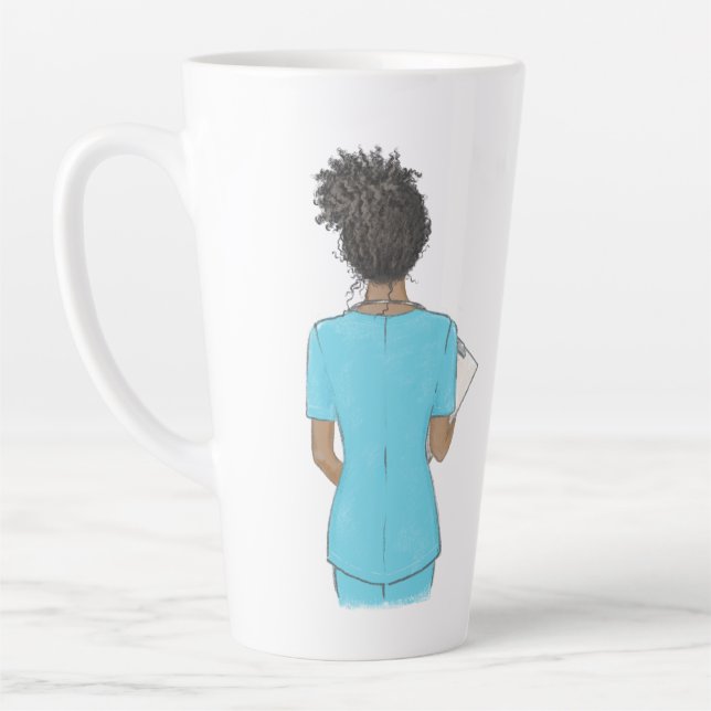 Taza De Café Latte Moda personalizada Mujer negra enfermera Mug (Izquierda)