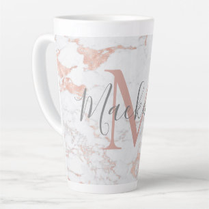 Taza De Café Latte Moda Rosa de moda Relieve metalizado dorado Mármol