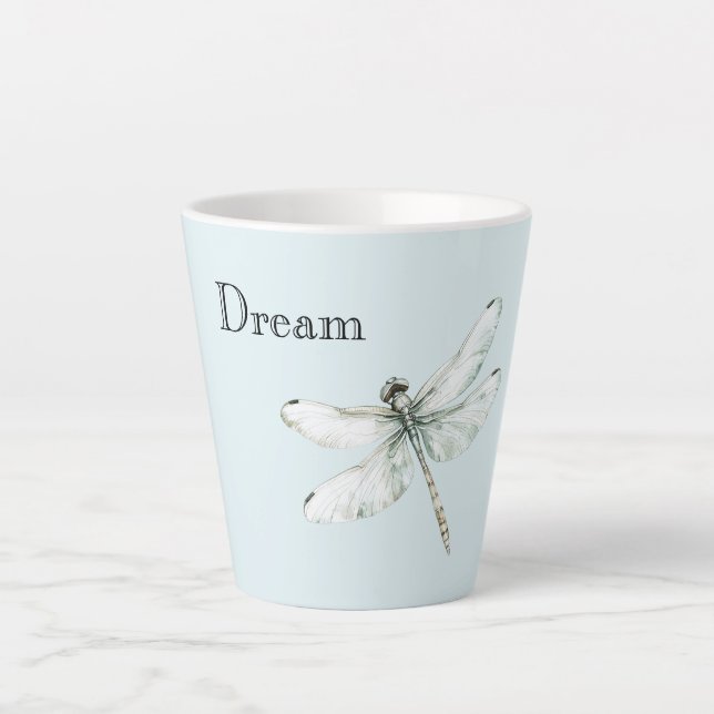 Taza De Café Latte Moda sueño de la libélula azul (Anverso)