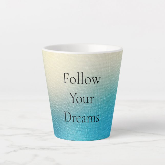 Taza De Café Latte Moda turquesa Aqua azul blanco (Anverso)