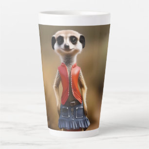 Taza De Café Latte Moda y estilo: Chica de Meerkat en falda y chaquet