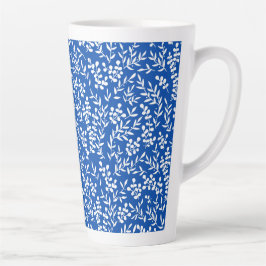 Taza De Café Latte Modalidad floral simple de granja en azul
