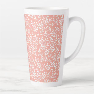 Taza De Café Latte Modalidad floral simple de granjas en rosa