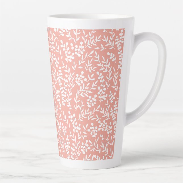 Taza De Café Latte Modalidad floral simple de granjas en rosa (Derecha)