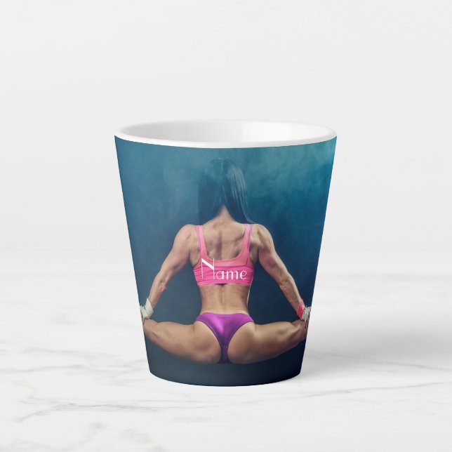 Taza De Café Latte Modelo De Gimnasio Femenino Split Thunder_Cove (Anverso)