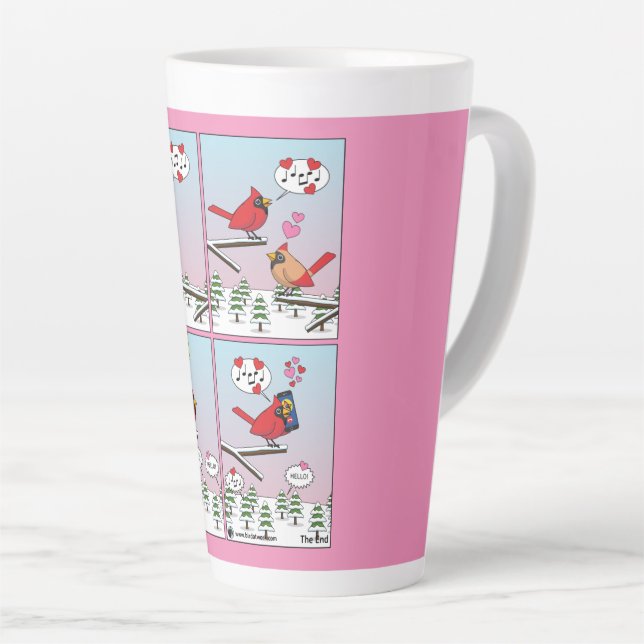 Taza De Café Latte Modern Bird Mating Calls Comic (Ángulo derecho)