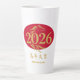Taza De Café Latte Modern Chinese New Year Horse Head Red Gold