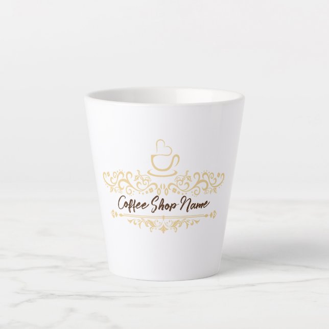Taza De Café Latte Modern Coffee cafe shop bienvenido Nombre personal (Anverso)