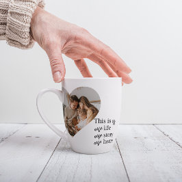 Taza De Café Latte Modern Couple Family Photo & Family Quote Gift