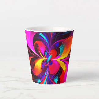 Taza De Café Latte Modern Floral Resumen Arte Patrón Azul Rojo #07