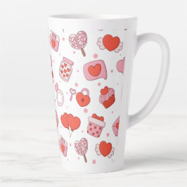 Taza De Café Latte Modern Love Design Happy Valentine’s Day Red Heart