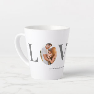 Taza De Café Latte Modern Love Watercolor Corazones Día de San Valent