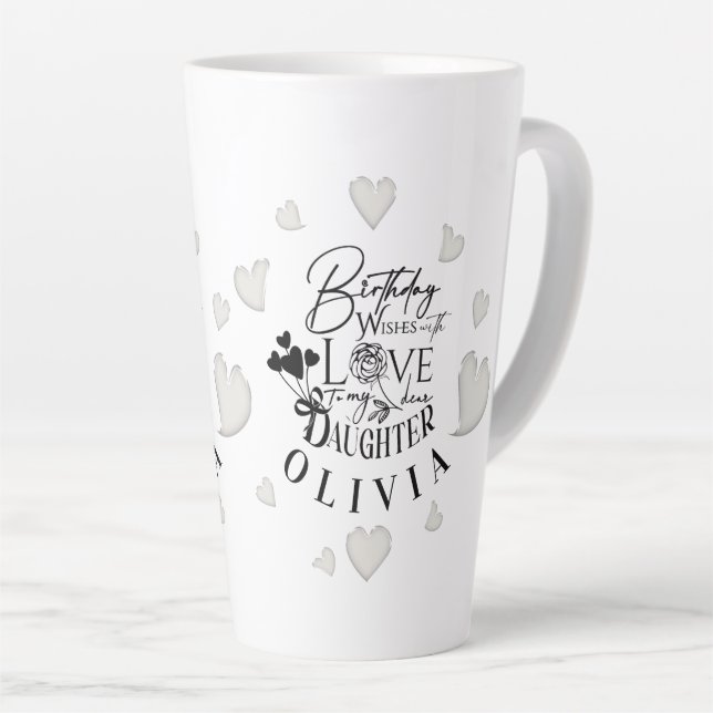 Taza De Café Latte Modern Simple Daughter Birthday Design (Ángulo derecho)