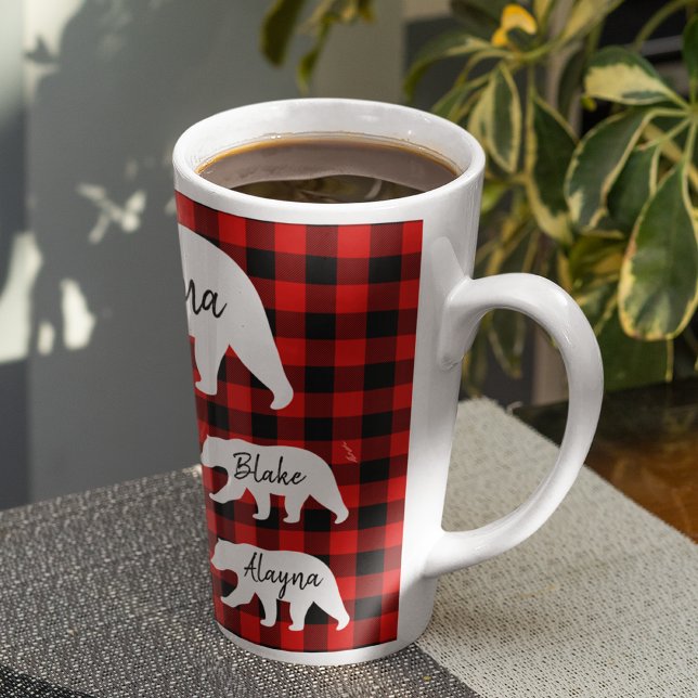 Taza De Café Latte Moderna Funda Roja Y Oso De Mamá Blanca (Subido por el creador)