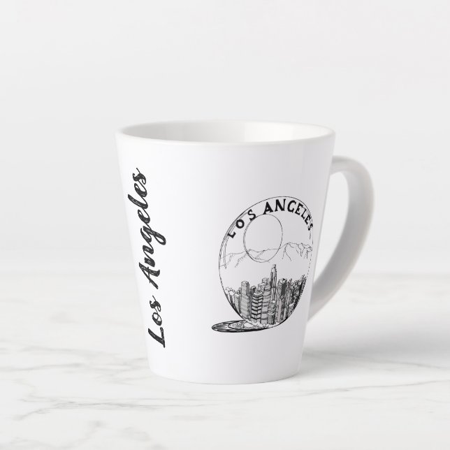 Taza De Café Latte Moderna y elegante Los Angeles Leche blanco negro (Ángulo derecho)