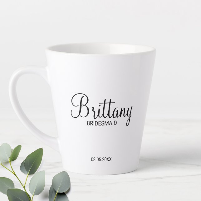 Taza De Café Latte Modernas Bridesmaids personalizadas en blanco y ne (Subido por el creador)