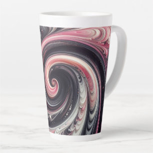 Taza De Café Latte Moderno abstracto con remolinos rosados, negros y