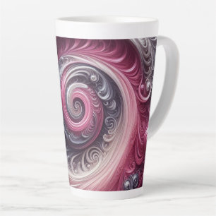 Taza De Café Latte Moderno abstracto simple con remolinos rosa y púrp