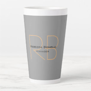 Taza De Café Latte Moderno administrador de monogramas simple y Minim