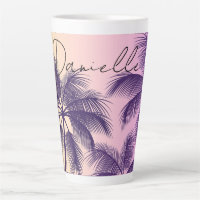 Moderno Cali Tropical Pastel Pink Sunset Palm Tree