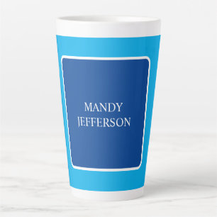 Taza De Café Latte Moderno, Elegante, Simple Blue Añade tu nombre
