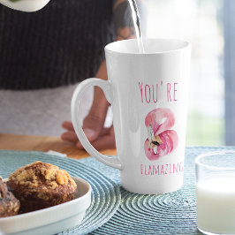 Taza De Café Latte Moderno, Es Flamante Belleza Flamingo Rosa