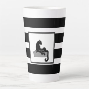 Taza De Café Latte Moderno Gato de Pantera Negra con Estilo Blanco