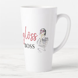 Taza De Café Latte Moderno Gloss Boss Chica Black Red Funny Art