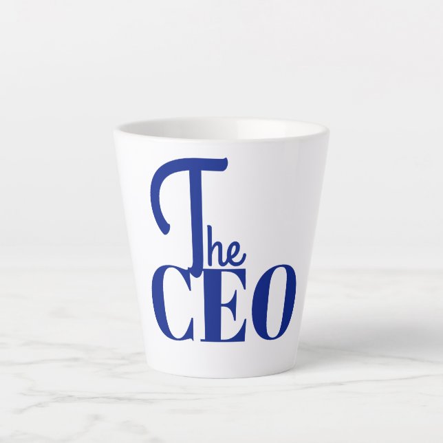 Taza De Café Latte Moderno Minimal El CEO Azul (Anverso)