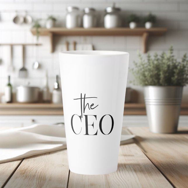 Taza De Café Latte Moderno Mínimo El CEO Negro (Subido por el creador)