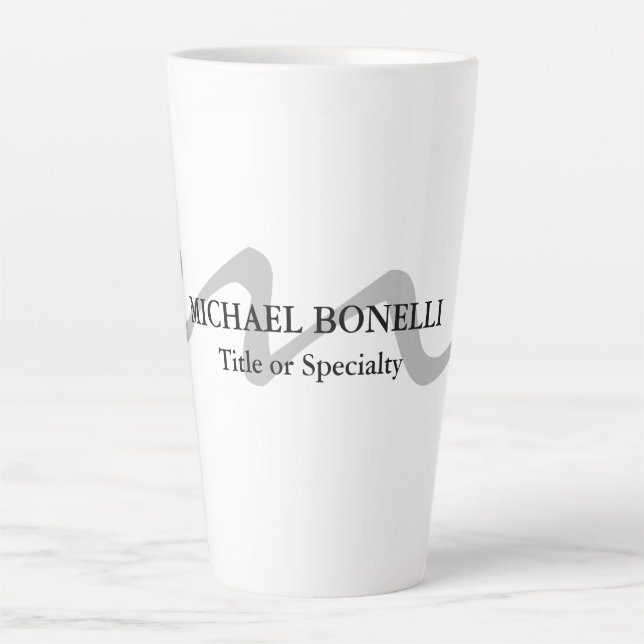 Taza De Café Latte Moderno monograma profesional inicial (Anverso)